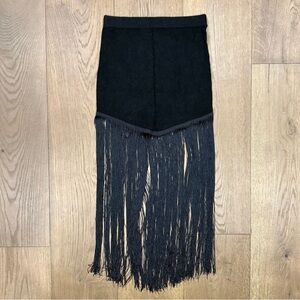 The Post Black Knit Fringe Skirt